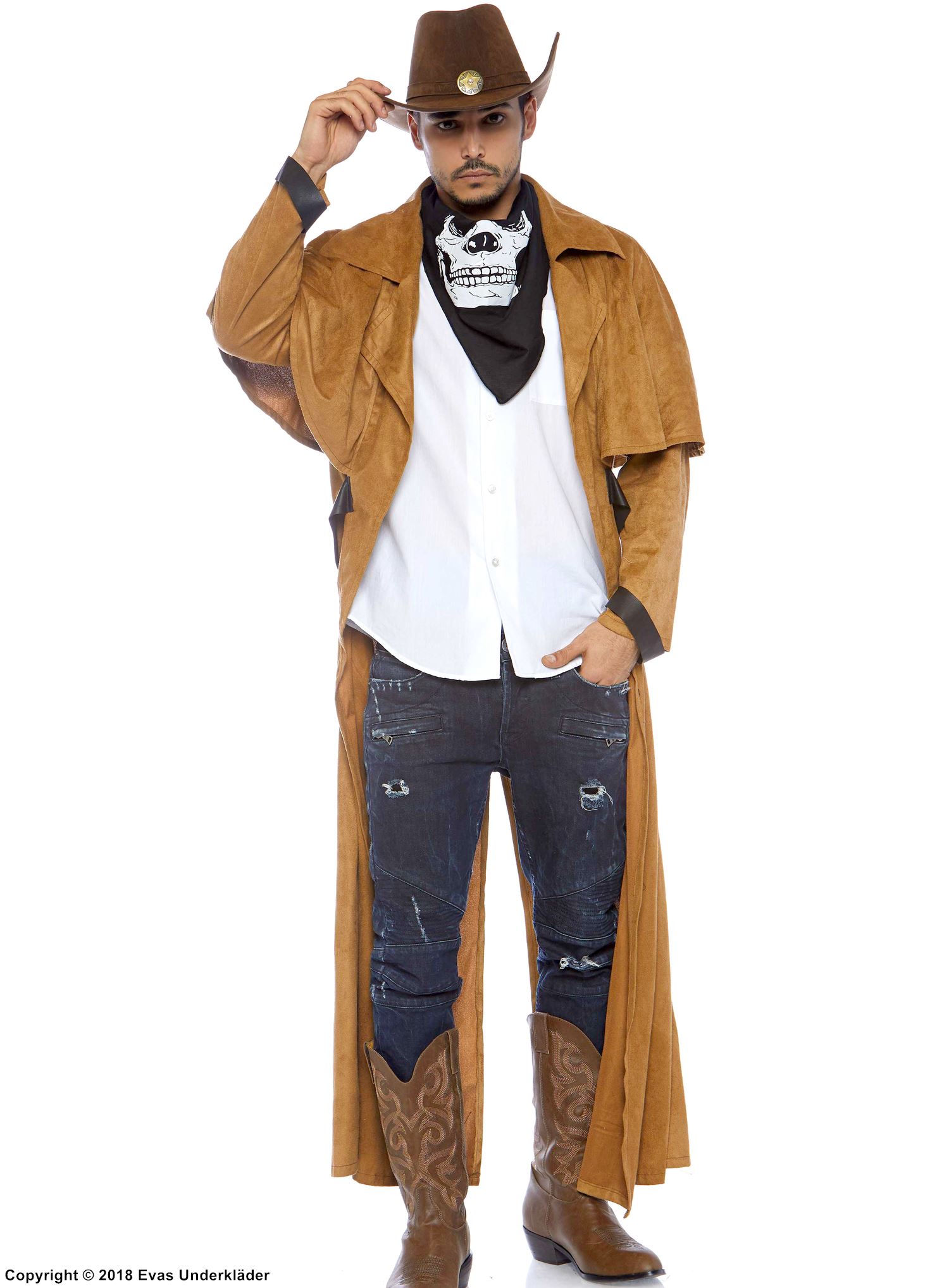 Cowboy, kostyme-frakk, kunstig semsket skinn